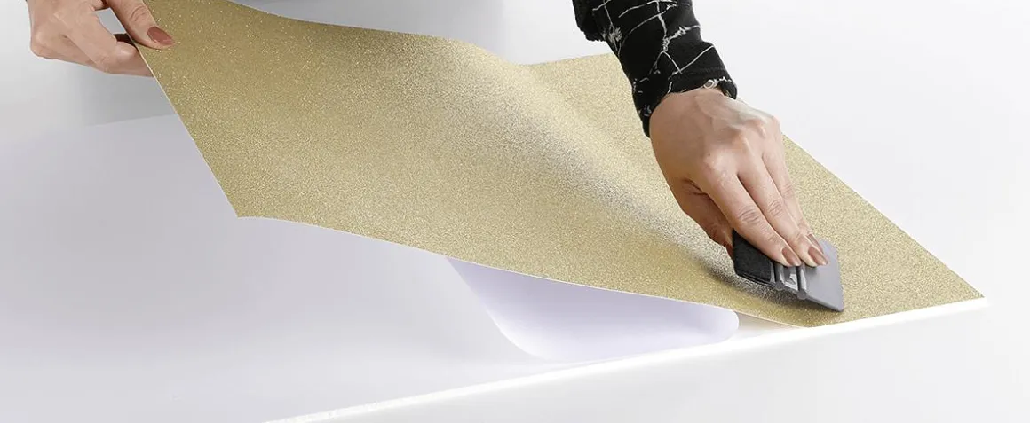 Lámina Adhesiva De Purpurina De Color Champán Rollo De 50 Cm X 5 M