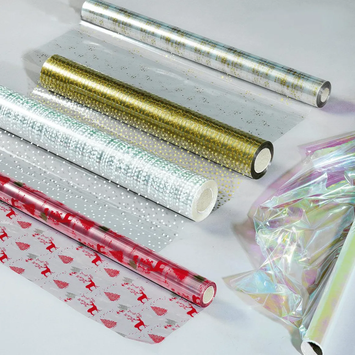 Lámina De Plástico Para Regalo Con Adornos Navideños 70 Cm, 100 M