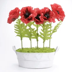 Lote De 3 Flores Artificiales De Amapola En Rojo