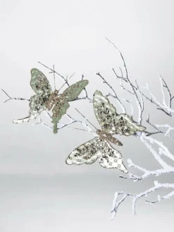 Mariposa Con Clip, 16 Cm, 2 Piezas, Verde Salvia