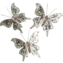 Mariposa Con Clip, 13 Cm, 3 Piezas, Verde Salvia