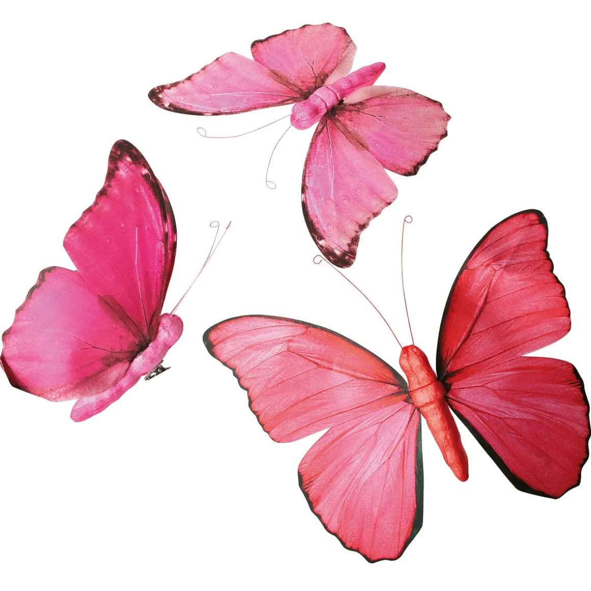 Mariposa Decorativa "Flamenco Fucsia", 28 Cm, 3 Piezas
