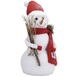 Muñeco De Nieve Decorativo Con Ropa Roja 30 Cm