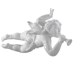 Ángel Barroco Volador Con Cuerno, 120 Cm, Blanco