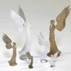 Ángel Decorativo De Metal Dorado Vintage, 28 Cm