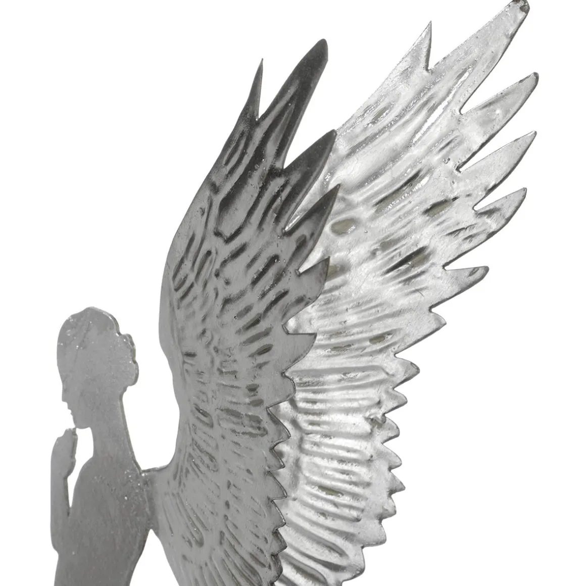 Ángel Decorativo De Metal Con Aspecto De Hoja De Plata, 54 Cm