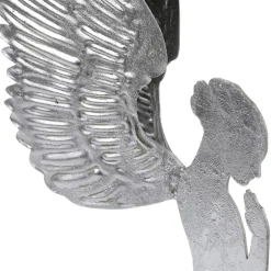 Ángel Decorativo De Metal Con Aspecto De Hoja De Plata, 54 Cm