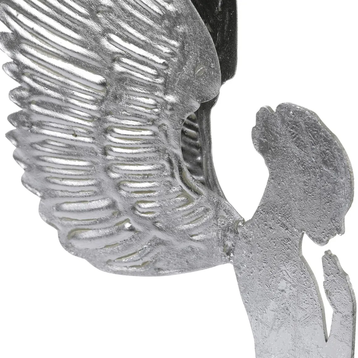 Ángel Decorativo De Metal Con Aspecto De Hoja De Plata, 54 Cm