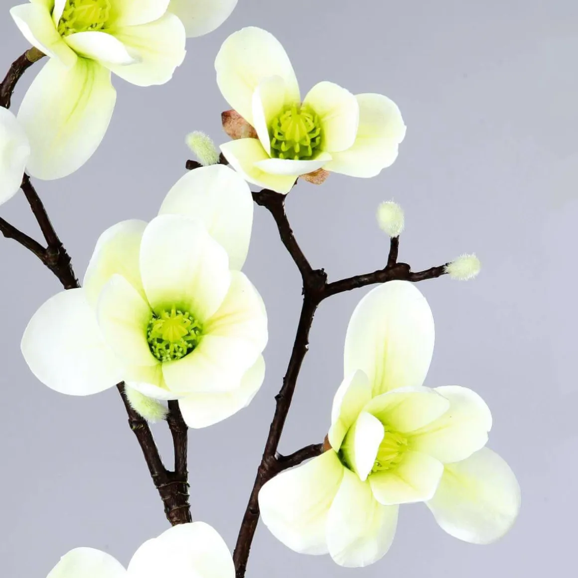 Noble Rama De Magnolia Artificial, Blanco Verde, 100 Cm