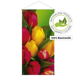 Pancarta De Fibra Natural Ligera "Tulip Bouquet" De Algodón 100 X 200 Cm