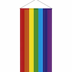 Pancarta De Tela Ignífuga "Rayas De Arco Iris" De Tela De Bandera 100 X 200 Cm