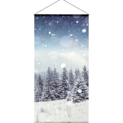 Pancarta De Tela Ignífuga "Bosque De Abetos Nevados" De Tela De Bandera 100 X 200 Cm