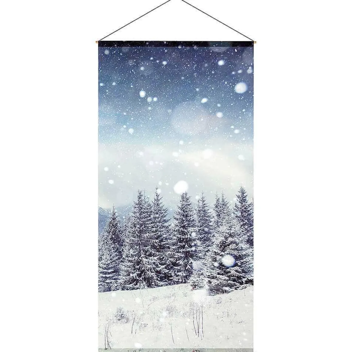 Pancarta De Tela Ignífuga "Bosque De Abetos Nevados" De Tela De Bandera 100 X 200 Cm