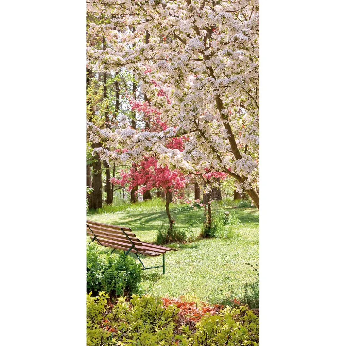 Pancarta De Tela Ignífuga "Árbol En Flor En El Parque" De Tela De Bandera 100 X 200 Cm