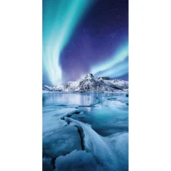 Pancarta De Tela Ignífuga "Aurora Boreal" De Tela De Bandera 100 X 200 Cm
