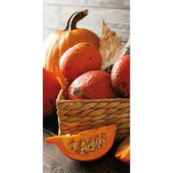 Pancarta De Tela Ignífuga "Calabazas En Un Cesto" Tela De Bandera 100 X 200 Cm