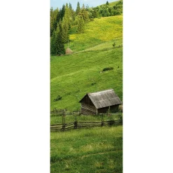 Pancarta De Tela Ignífuga "Pastos Verdes De Montaña" De Tela De Bandera 75 X 180 Cm