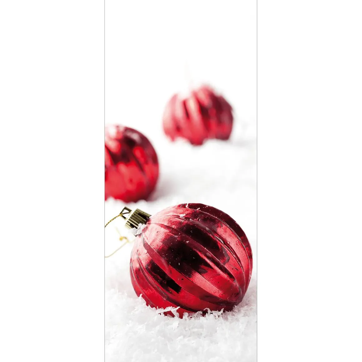 Pancarta De Tela Ignífuga "Bolas De Navidad Rojas En La Nieve" Tela De Bandera 75 X 180 Cm