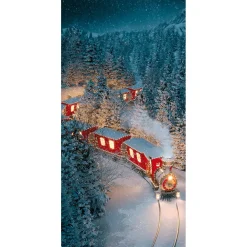 Pancarta De Tela Ignífuga "Tren De Navidad" De Tela De Bandera 100 X 200 Cm