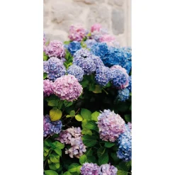 Pancarta De Tela Ignífuga "hortensias Rosas, Moradas Y Azules" De Tela De Bandera 100 X 200 Cm