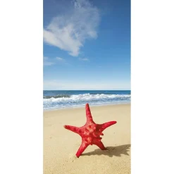 Pancarta De Tela Ignífuga "estrella De Mar Roja Junto Al Mar" De Tela De Bandera 100 X 200 Cm