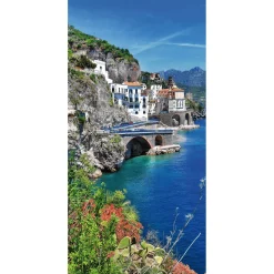 Pancarta De Tela Ignífuga "Costa De Amalfi En El Mediterráneo Italiano" De Tela De Bandera 100 X 200 Cm