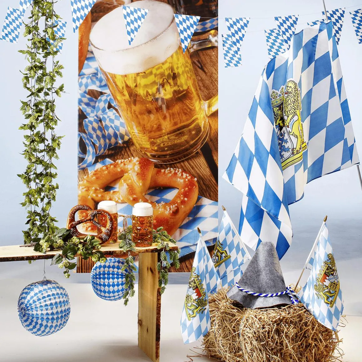 Pancarta De Tela Ignífuga "Oktoberfest Con Cerveza Y Pretzel" De Tela De Bandera 100 X 200 Cm
