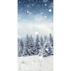 Pancarta De Tela Ignífuga "Bosque De Abetos Nevados" De Tela De Bandera 100 X 200 Cm