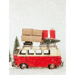 Pancarta De Tela XL "Christmas Bus Bulli" De Tela De Bandera Ignífuga 150 X 200 Cm