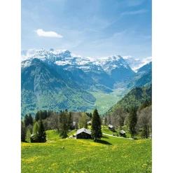 Pancarta De Tela XL "Pradera Alpina Con Pasto De Montaña" De Tela De Bandera Ignífuga 150 X 200 Cm