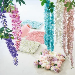 Panel Con Flores En Colores Pastel Artificial