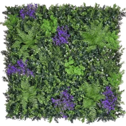 Panel Planta Artificial MIX Helecho Con Flores Morado B1