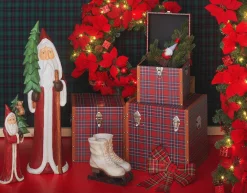 Papá Noel De Madera Pintado Al Natural 51 Cm