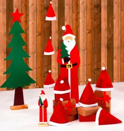 Papá Noel Decorativo Fieltro 38 Cm Rojo, 3 Piezas
