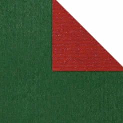 Papel De Regalo Bicolor 50 Cm, 250 M, Verde Oscuro Rojo