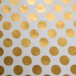 Papel De Regalo Blanco Sostenible Con Puntos Dorados - Bobina De Papel De Regalo De 50 M