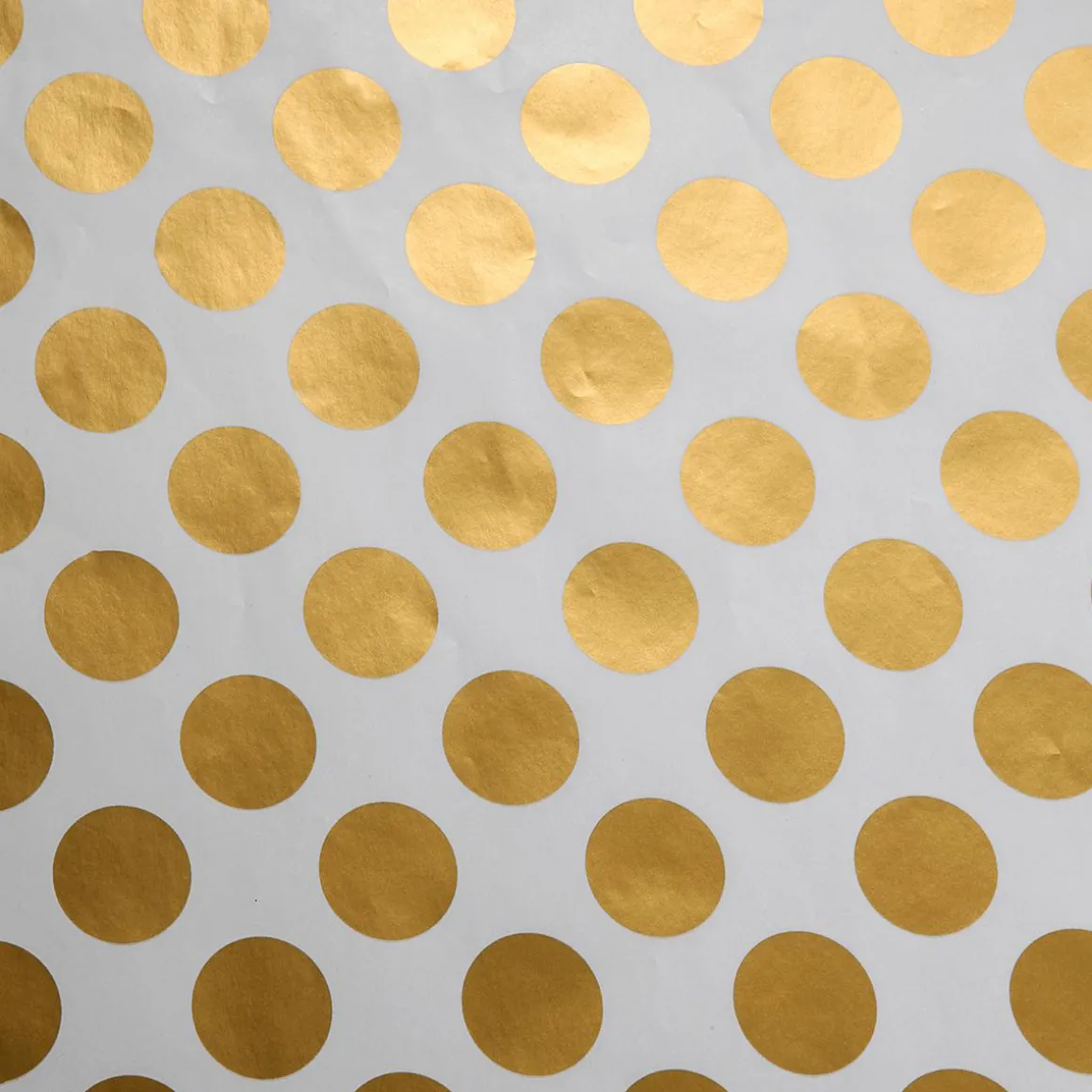 Papel De Regalo Blanco Sostenible Con Puntos Dorados - Bobina De Papel De Regalo De 50 M
