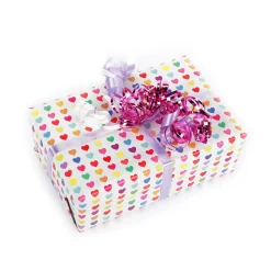 Papel De Regalo Blanco Sostenible Con Corazones De Colores - Rollo De Papel De Regalo De 50 M