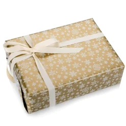 Papel De Regalo De Doble Cara Dorado Y Plateado Con Símbolos Navideños - Rollo De Papel De Regalo De 50 M