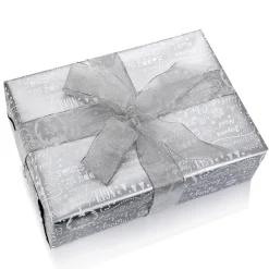 Papel De Regalo De Doble Cara Dorado Y Plateado Con Símbolos Navideños - Rollo De Papel De Regalo De 50 M