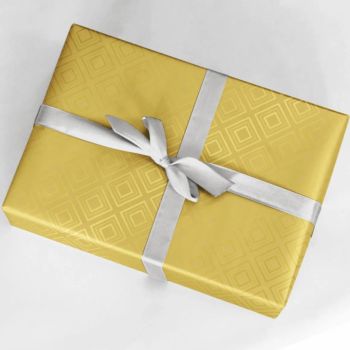 Papel De Regalo Dorado Sostenible Con Motivos Geométricos Brillantes - Bobina De Papel De Regalo De 50 M