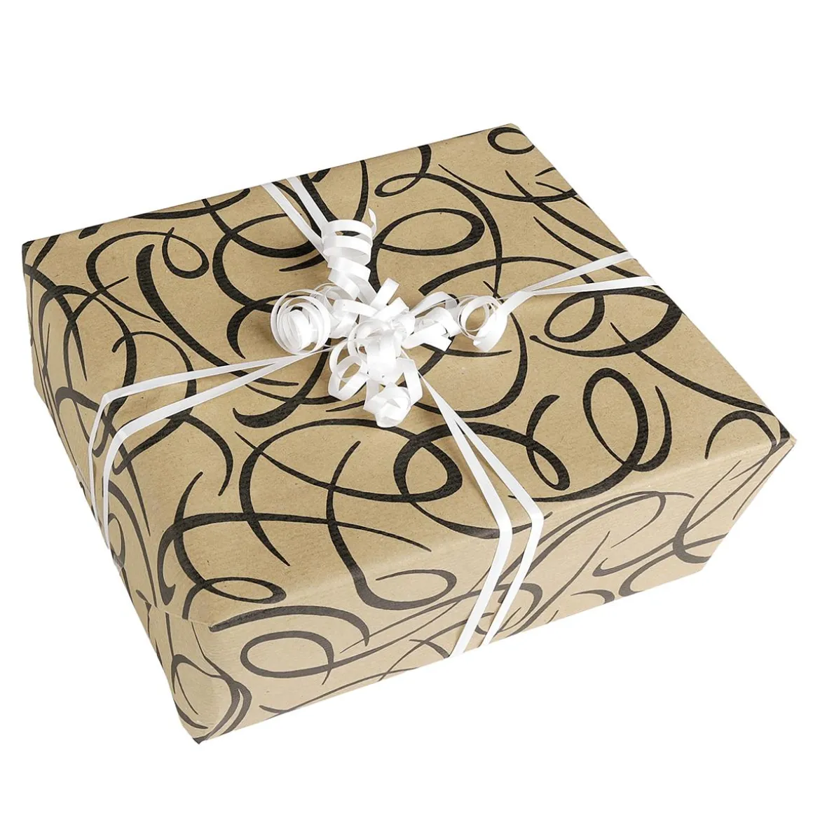 Papel De Regalo Kringel Marrón / Negro, 70cm Ancho, Rollo De 40 M