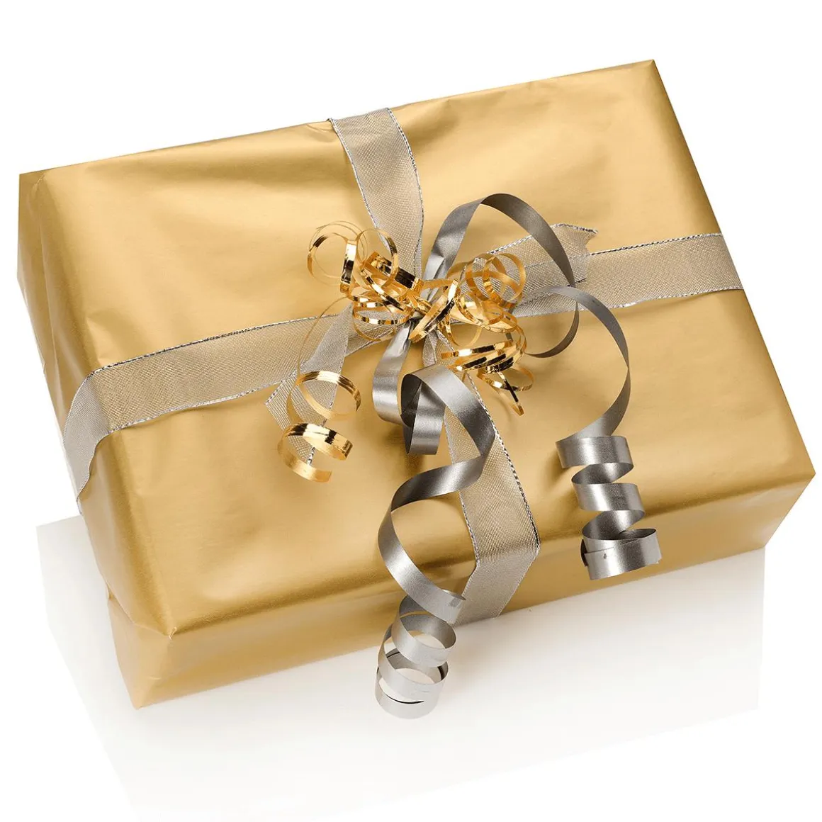 Papel De Regalo Navideño Sostenible De Doble Cara Con Abetos Y Estrellas En Dorado - Bobina De Papel De Regalo De 50 M
