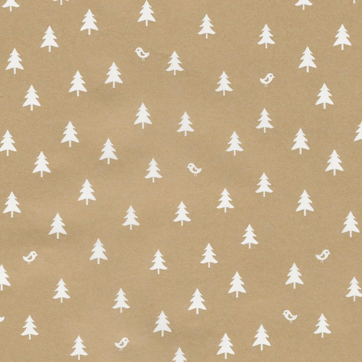 Papel De Regalo Navideño Sostenible Y Dorado Con Abetos Blancos - Bobina De Papel De Regalo De 50 M
