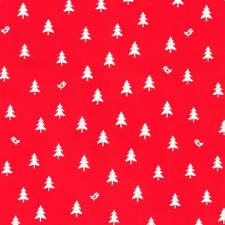 Papel De Regalo Navideño Sostenible De Color Rojo Con Abetos Blancos - Bobina De Papel De Regalo De 50 M