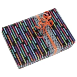 Papel De Regalo Negro Rayas De Colores, 50 Cm, 50 M