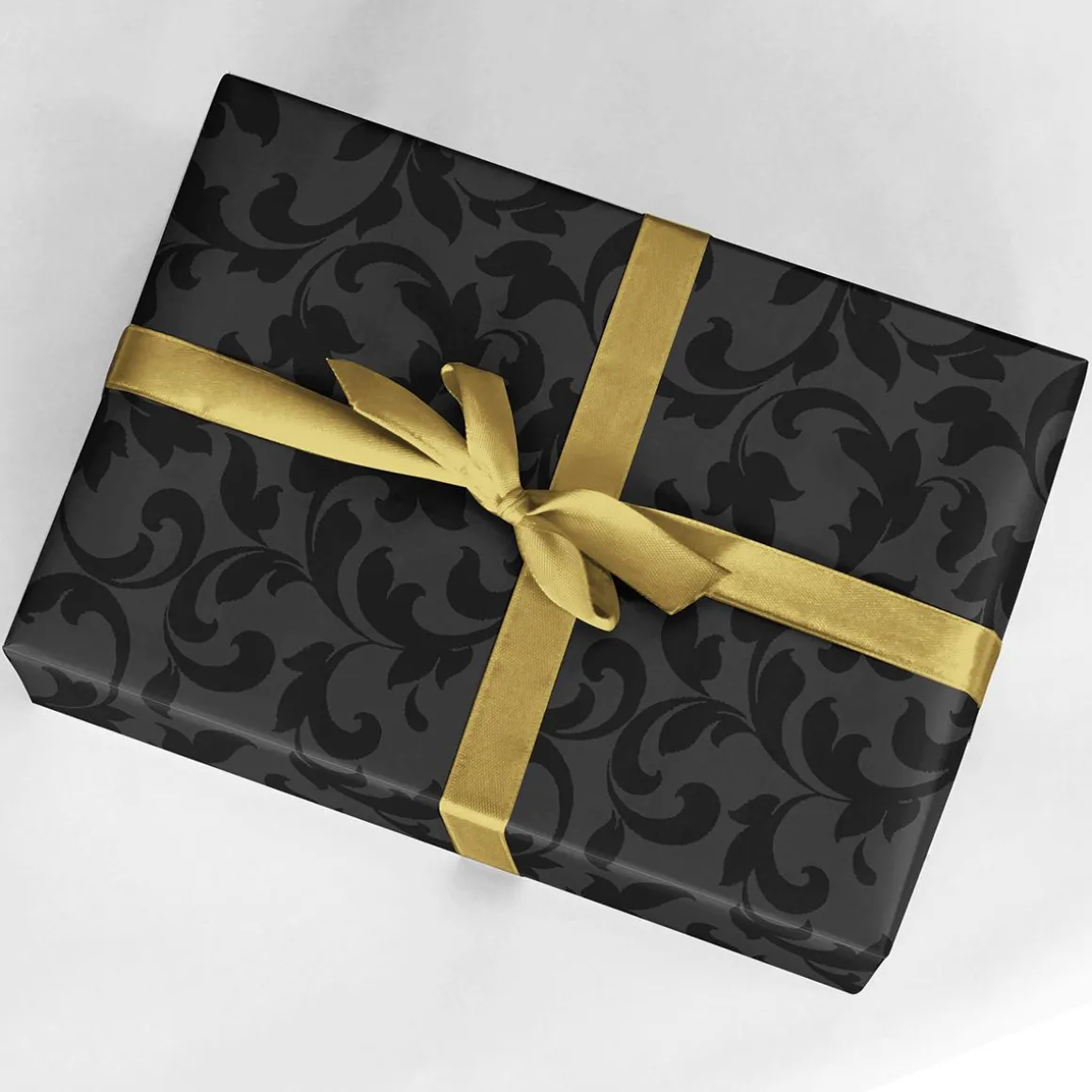 Papel De Regalo Negro Sostenible Con Diseño De Vid Brillante - Bobina De Papel De Regalo De 50 M