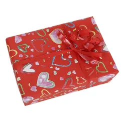 Papel De Regalo Sostenible Corazones De Colores, Rojo, 50 Cm X 50 M