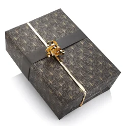 Papel Kraft Negro Reciclado Con Motivo De Abanico Dorado - Bobina De Papel De Regalo De 50 M