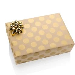 Papel Kraft Reciclado Con Puntos Dorados - Bobina De Papel De Regalo Sostenible De 50 M